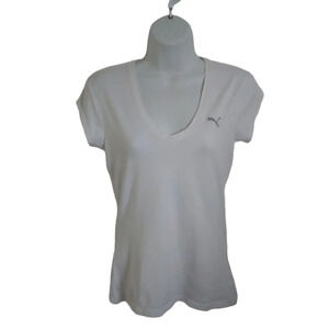 Puma White Capped Sleeves  Sports/Activewear Tee